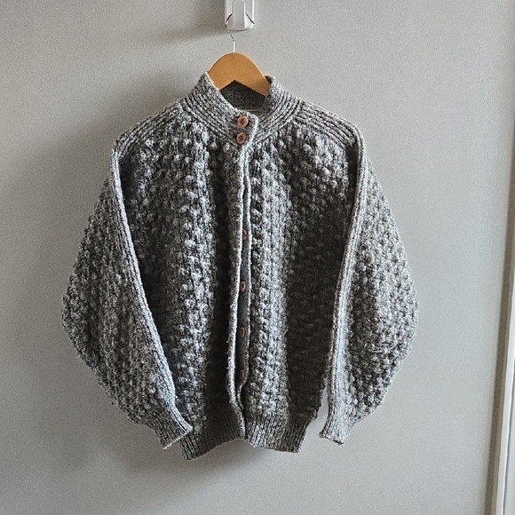 MARELLA Sweaters - Vintage Marella Grey Knit Popcorn Cardigan Size Medium